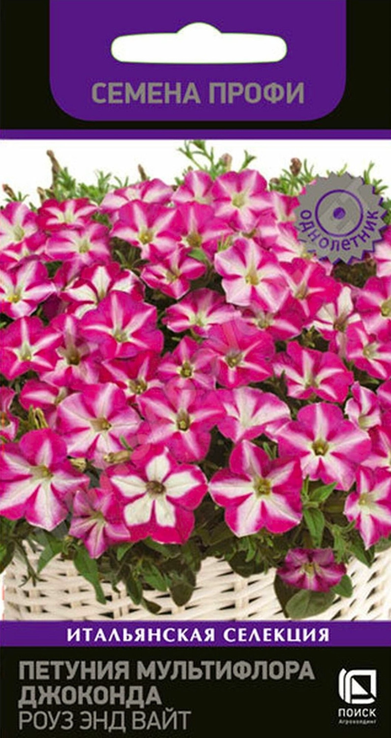 Семена Петунии мультифлора ПОИСК Семена Профи Джоконда Роуз энд вайт 10 х 10 шт