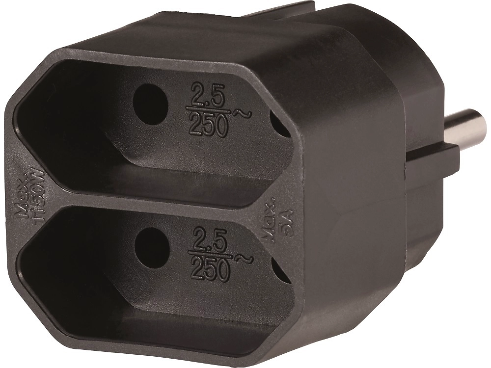 Переходник сетевой LUX-TOOLS 2 гнезда 230 В 2,5 А черный