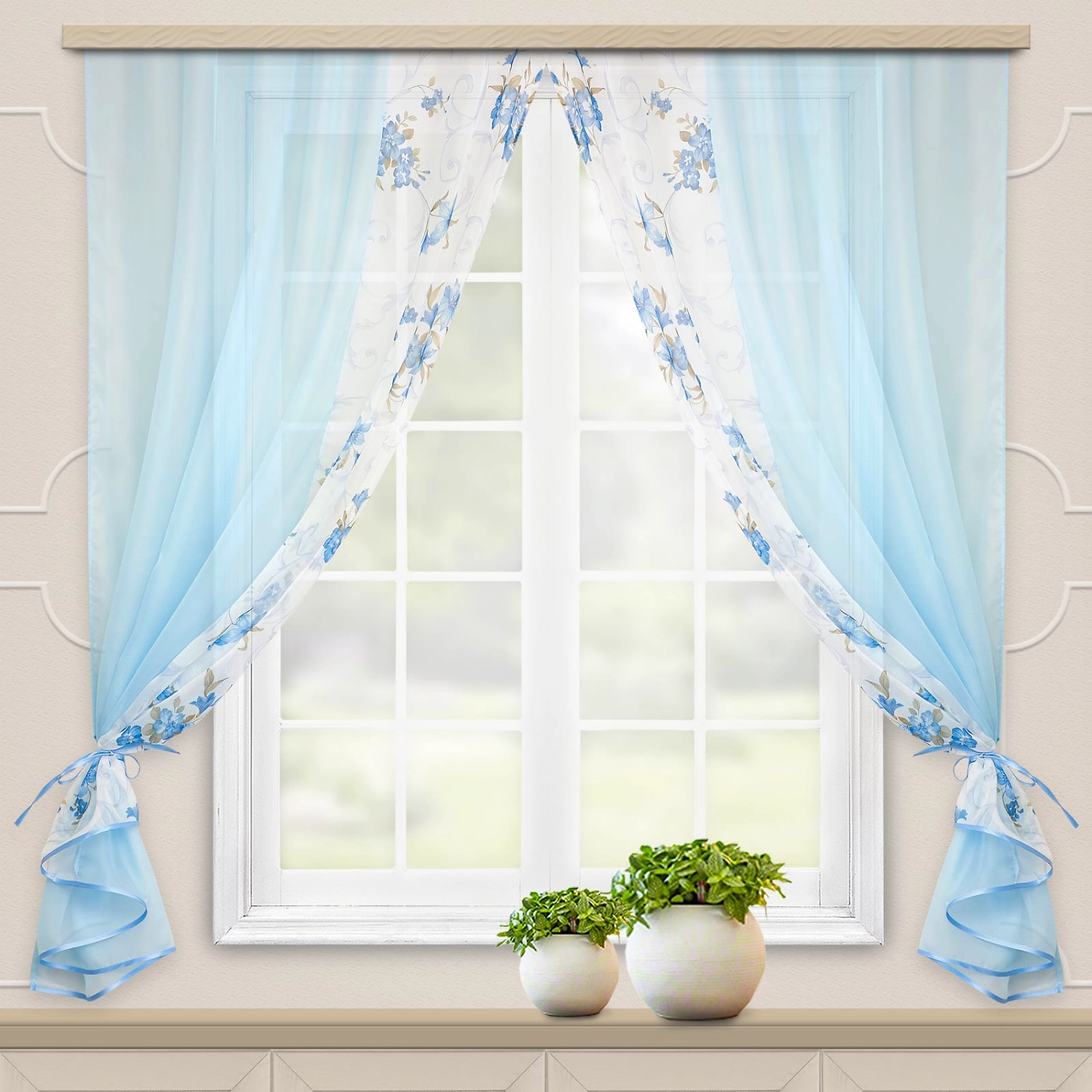 Штора тюлевая WITERRA Арина 240 см 2 шт голубая