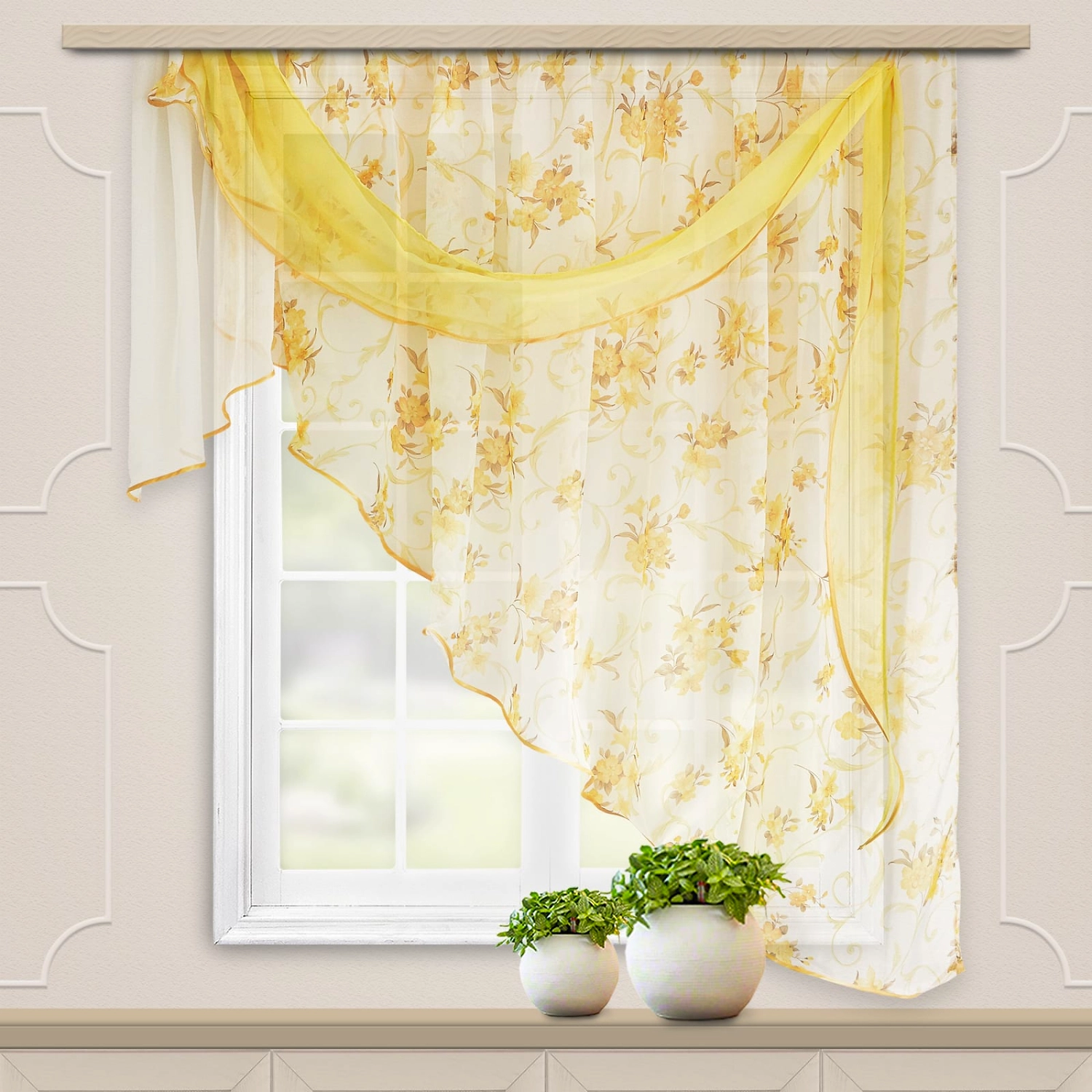 Штора тюлевая WITERRA Иллюзия вуаль 300 см 2 шт золото