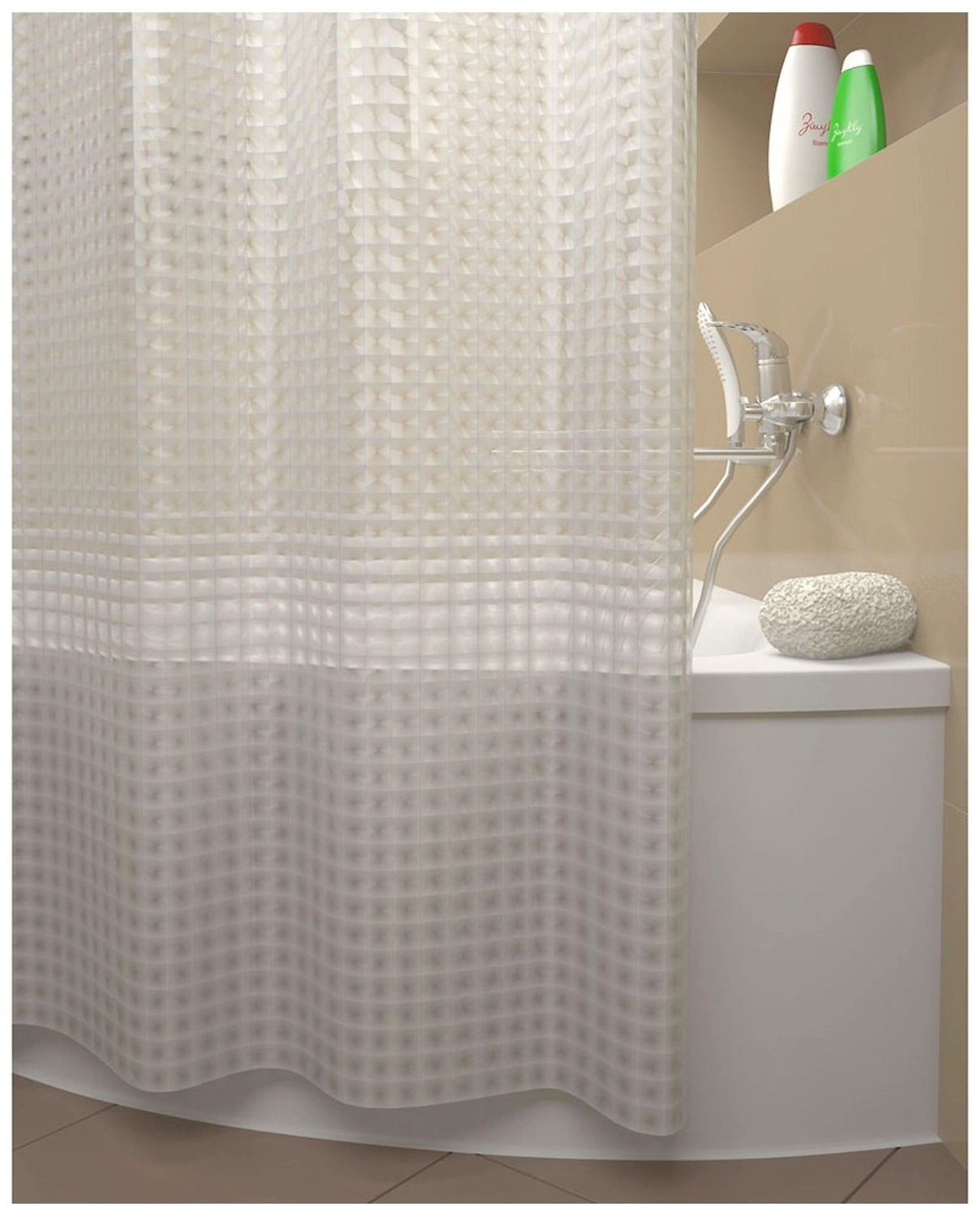 Штора для ванны IDDIS 200х180 см белая