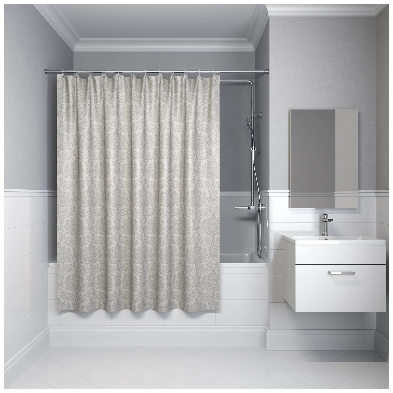 Штора для ванны IDDIS Decor 180х180 см серая