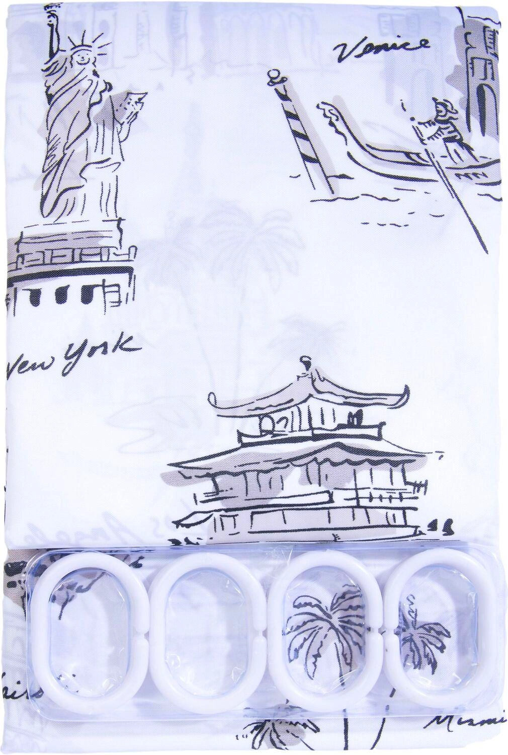 Штора для ванны Aquarius Париж 180х200 см белая