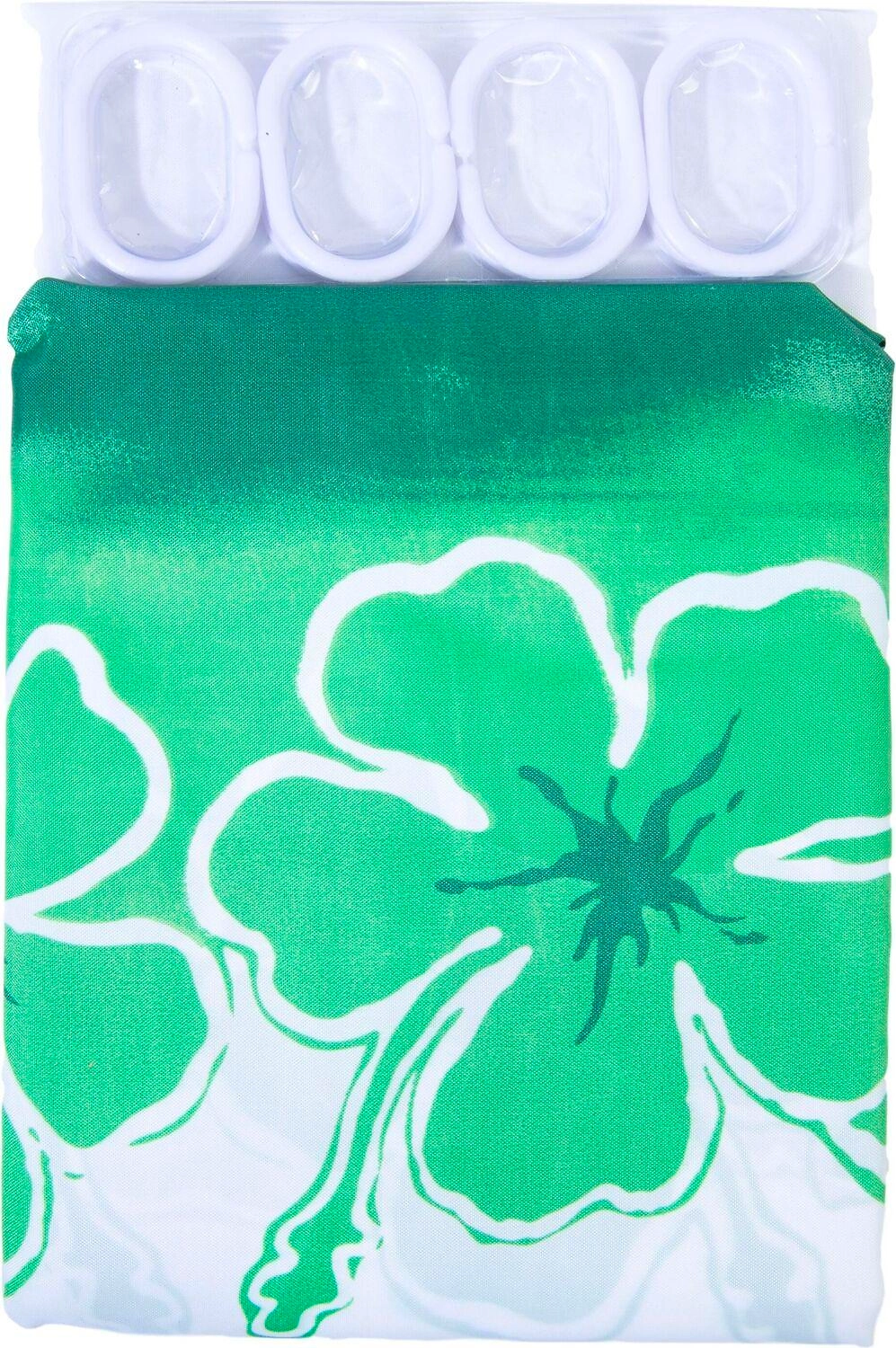 Штора для ванны VANSTORE Цветы 180х200 см бело-зеленая