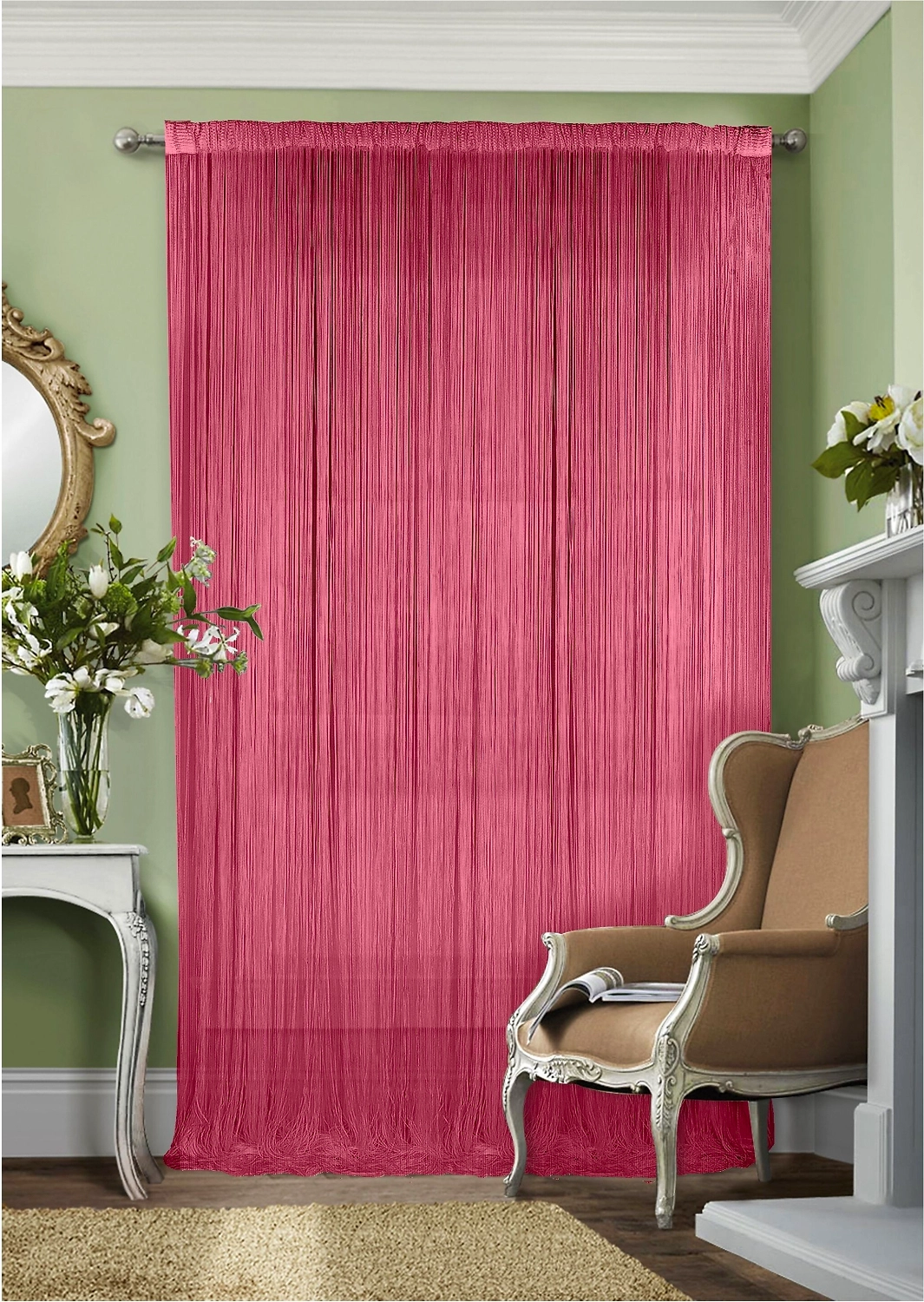 Штора кисея полиэстер 300х290 см темно-красная 1 шт