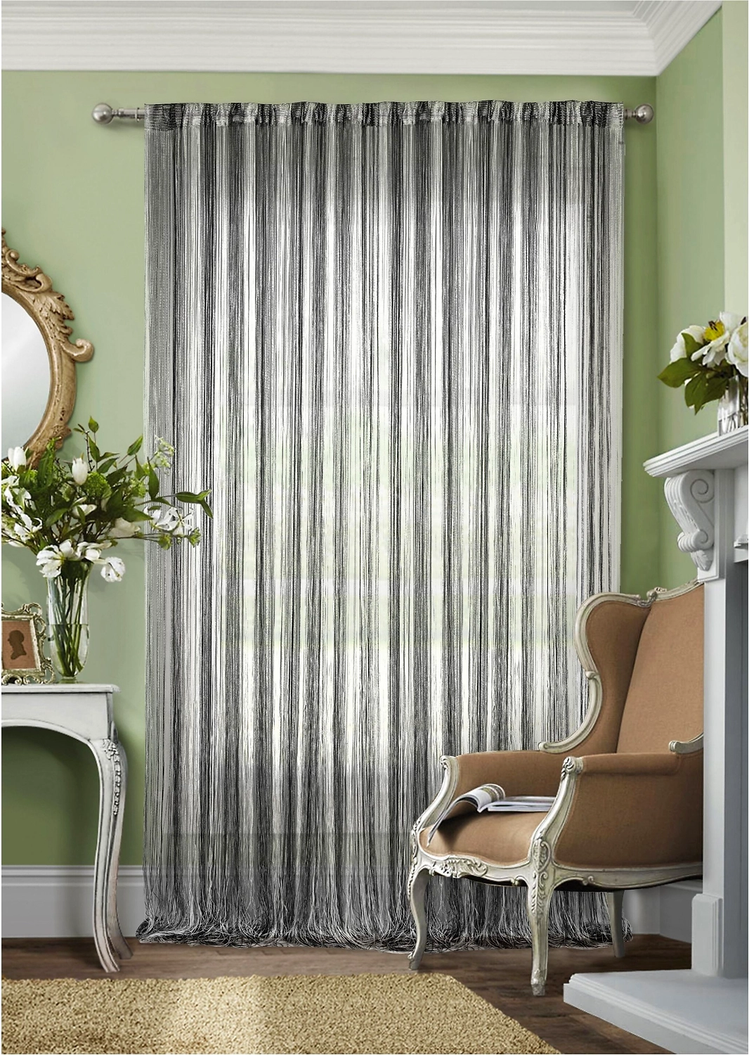 Штора кисея полиэстер 300х290 см черно-белая 1 шт