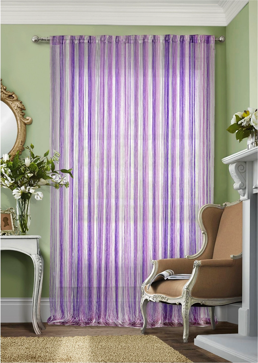 Штора кисея полиэстер 300х290 см розово-фиолетовая 1 шт