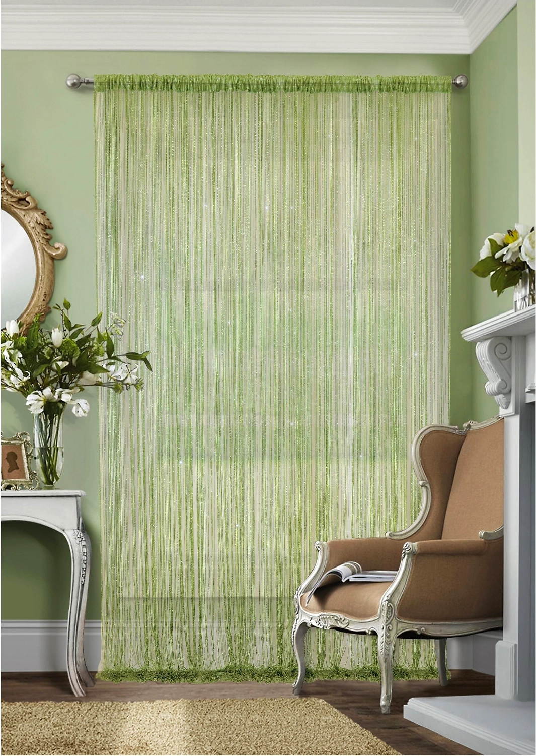Штора кисея полиэстер 300х290 см зеленая 1 шт