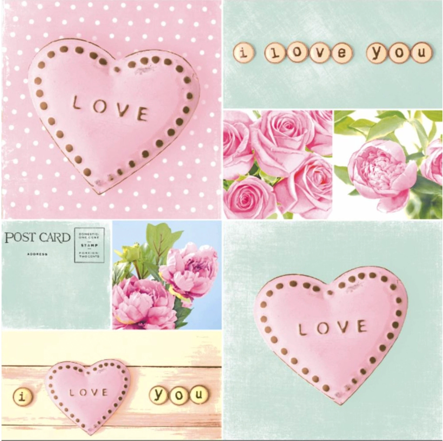 Салфетки одноразовые Love 3-слойные бумага 33x33 см 20 листов