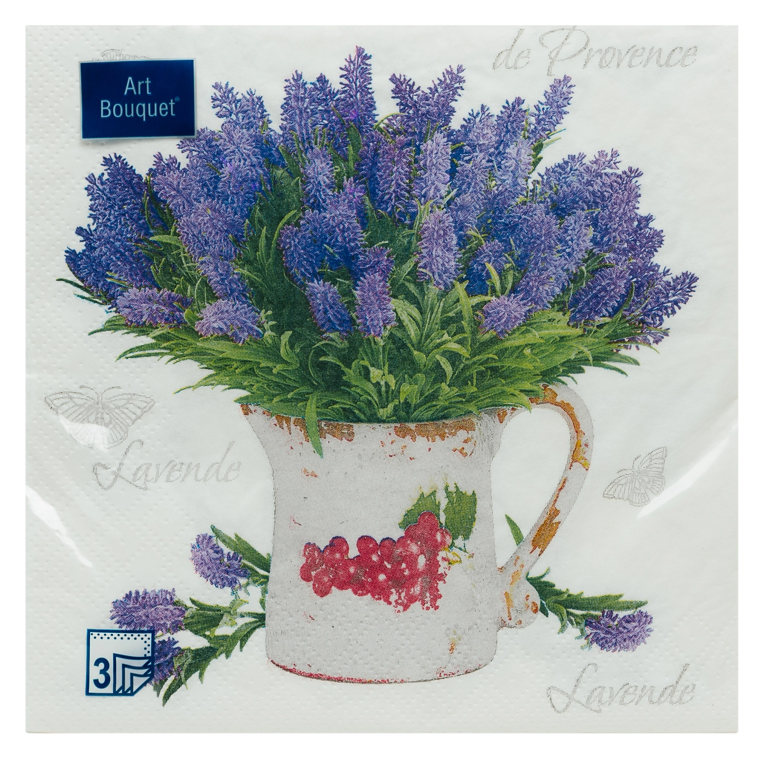 Салфетки Лаванда бумажные 16,5x16,5 см