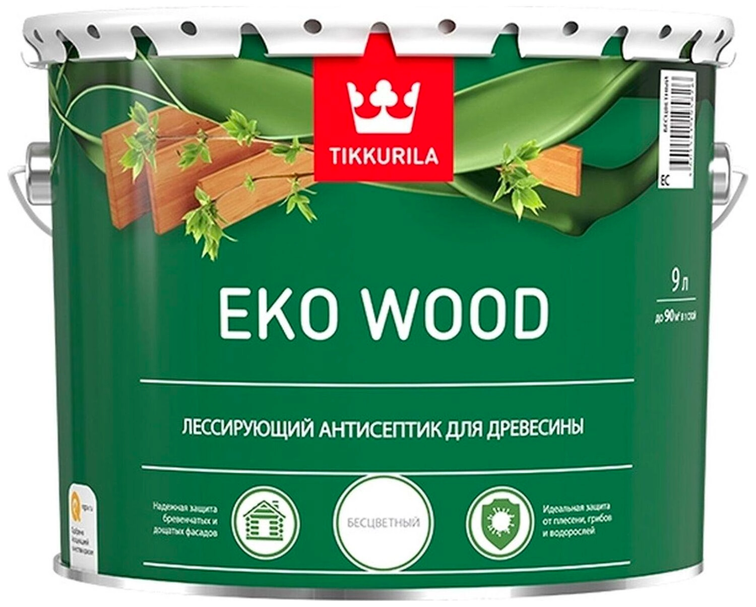 Антисептик лессирующий Tikkurila Eko Wood бесцветный 9 л