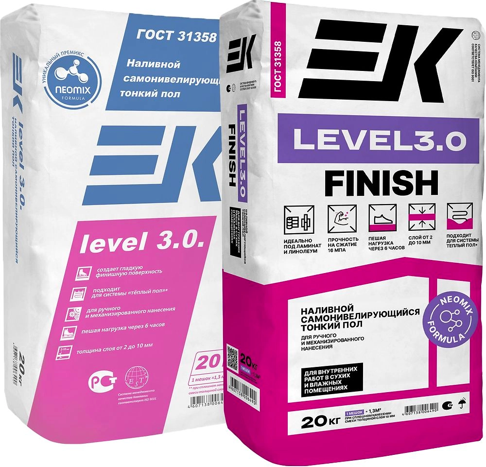 Наливной пол финишный EK level 3.0 20 кг