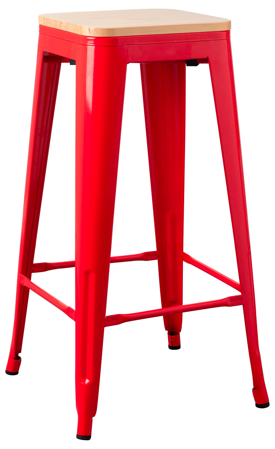 Стул барный деревянный красный 42x42x76 см