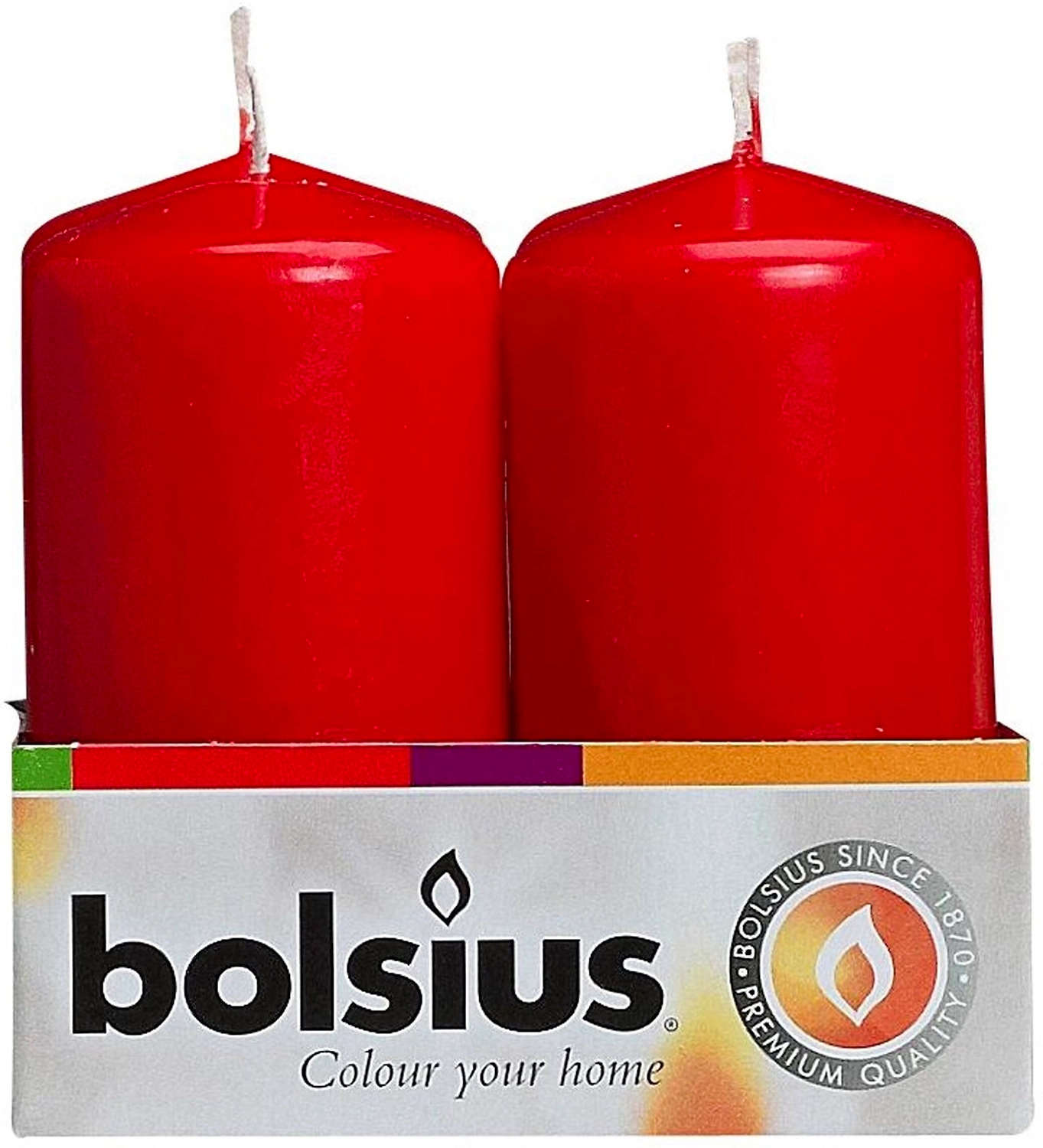 Свеча столбик Bolsius красная 6х4 см 4 шт