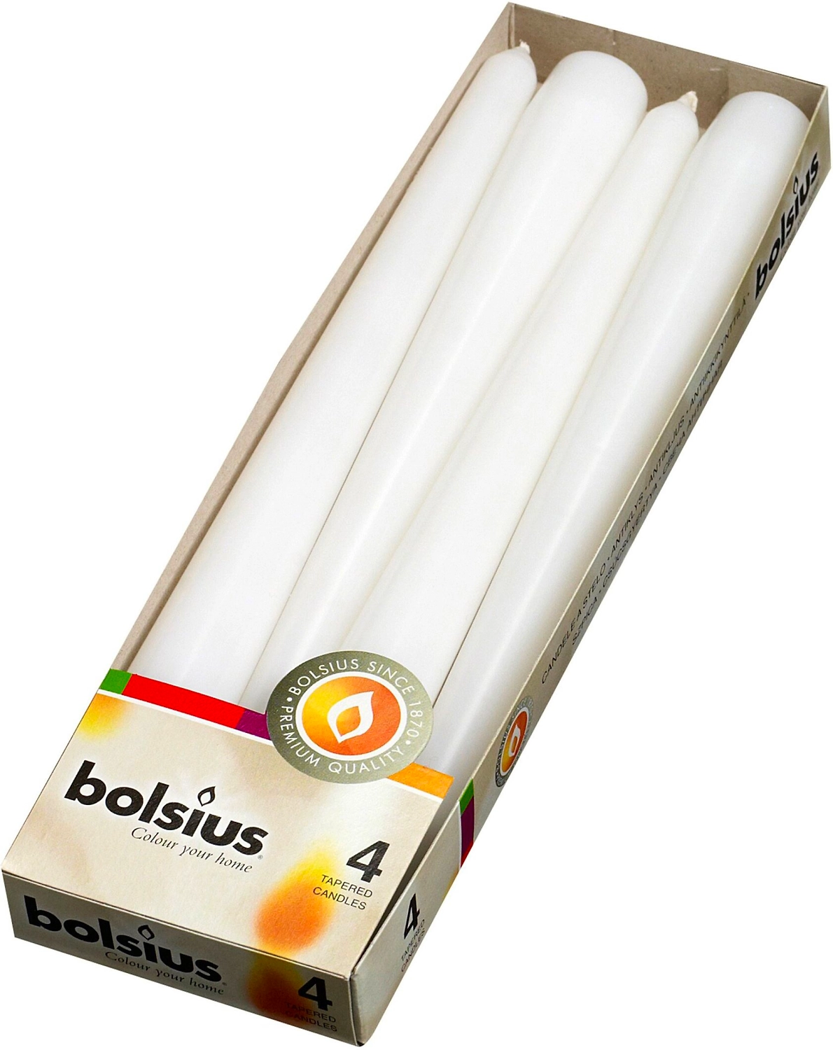 Свеча античная Bolsius белая 24,5х2,4 см 4 шт