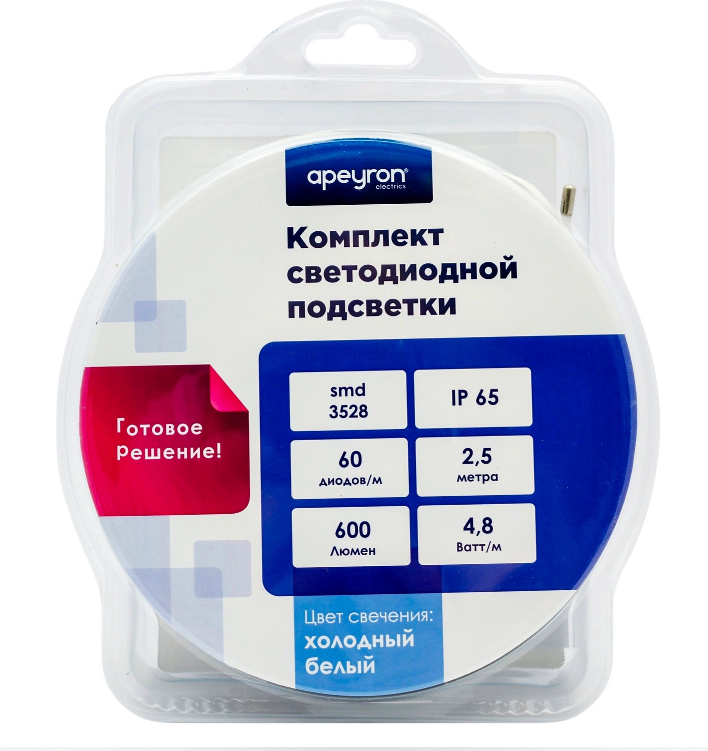 Светодиодная лента Apeyron Electrics SMD 3528 60LED IP65 12В 4,8Вт 2,5 м
