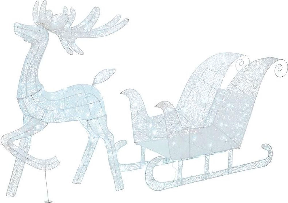 Световая фигура Олень с санями 120 LED холодный белый 41х181х120 см