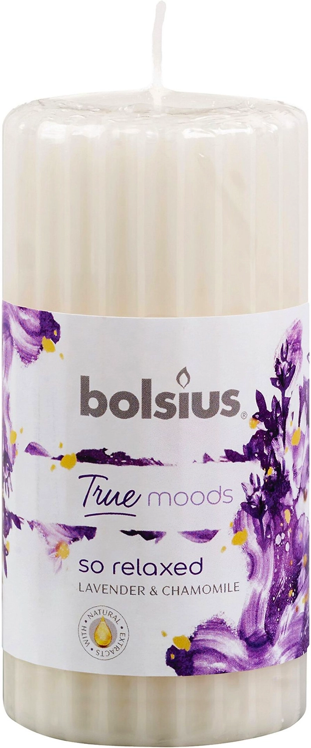 Свеча классическая Bolsius So Relaxed лаванда, ромашка 12x5,8 см белая