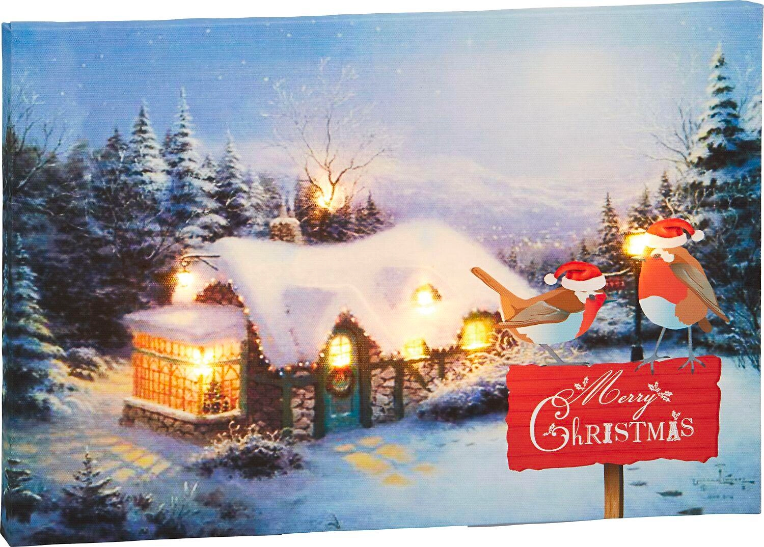 Световая картина Дом 8 LED 30х20 см теплый белый 