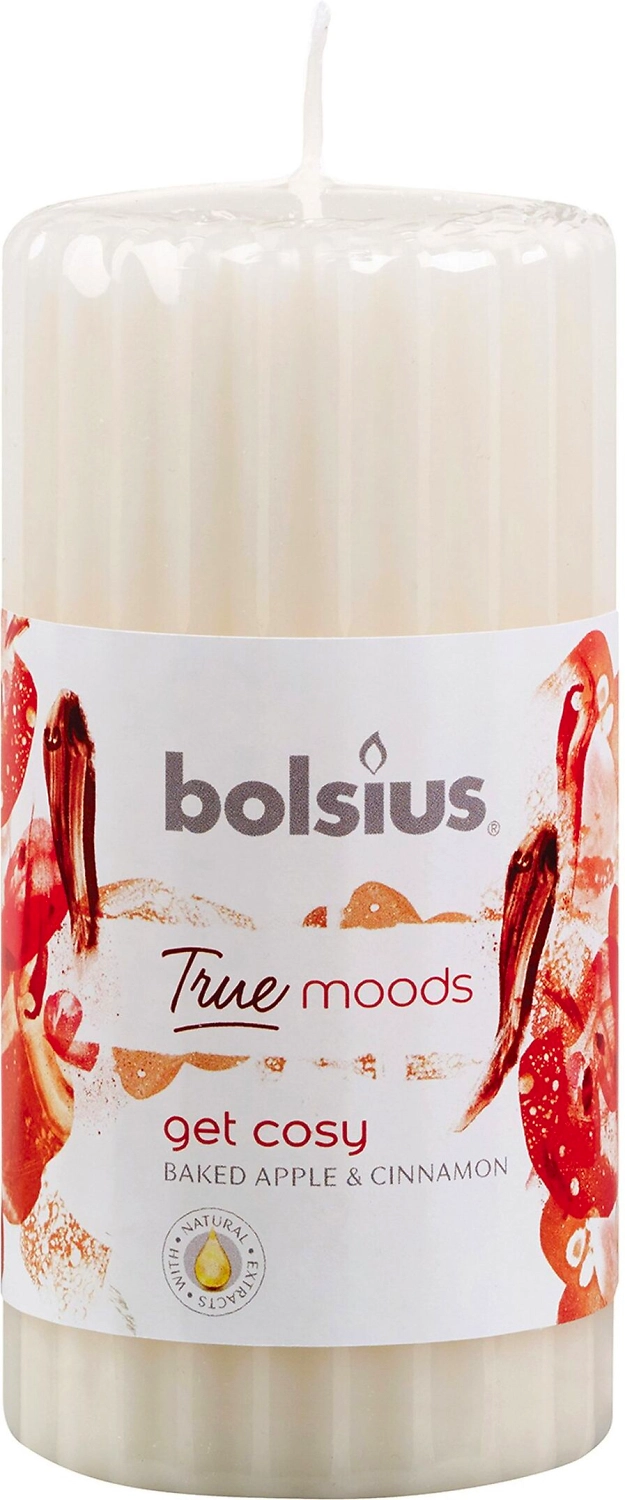 Свеча классическая Bolsius Get Cosy яблоко и корица 12x5,8 см белая