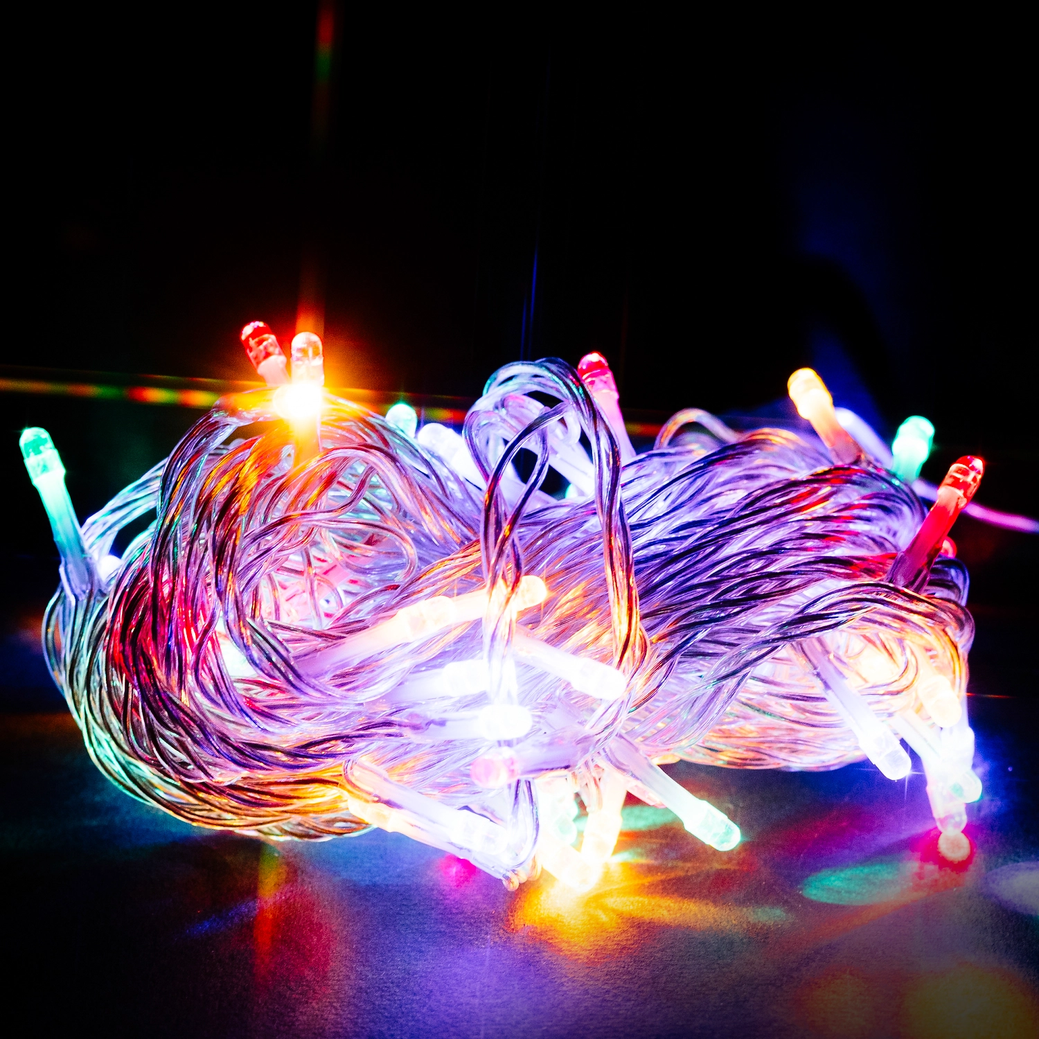 Гирлянда нить Glos 60 LED холодно белый, мульти 6 м