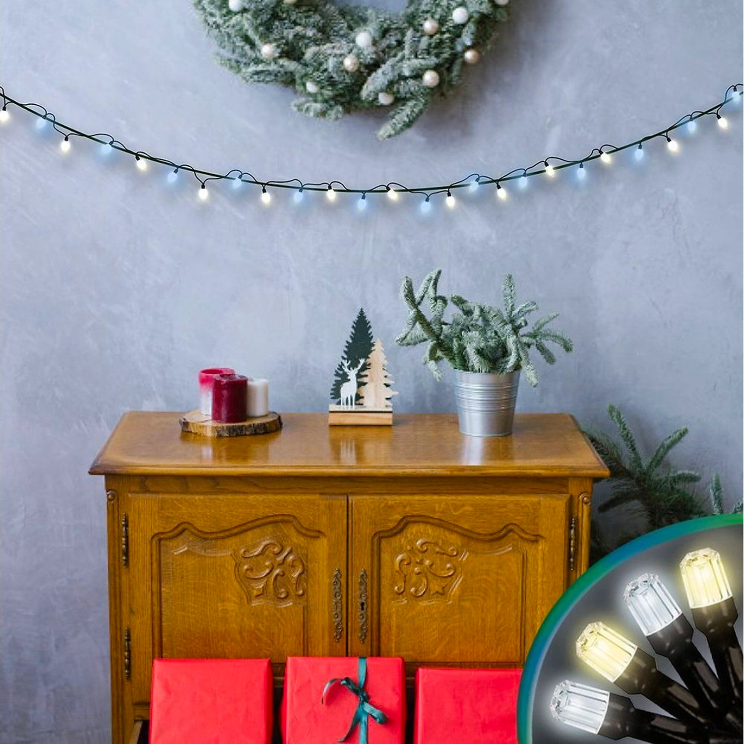 Гирлянда нить SYSTEM IN 100 LED красный и оранжевый 10 м