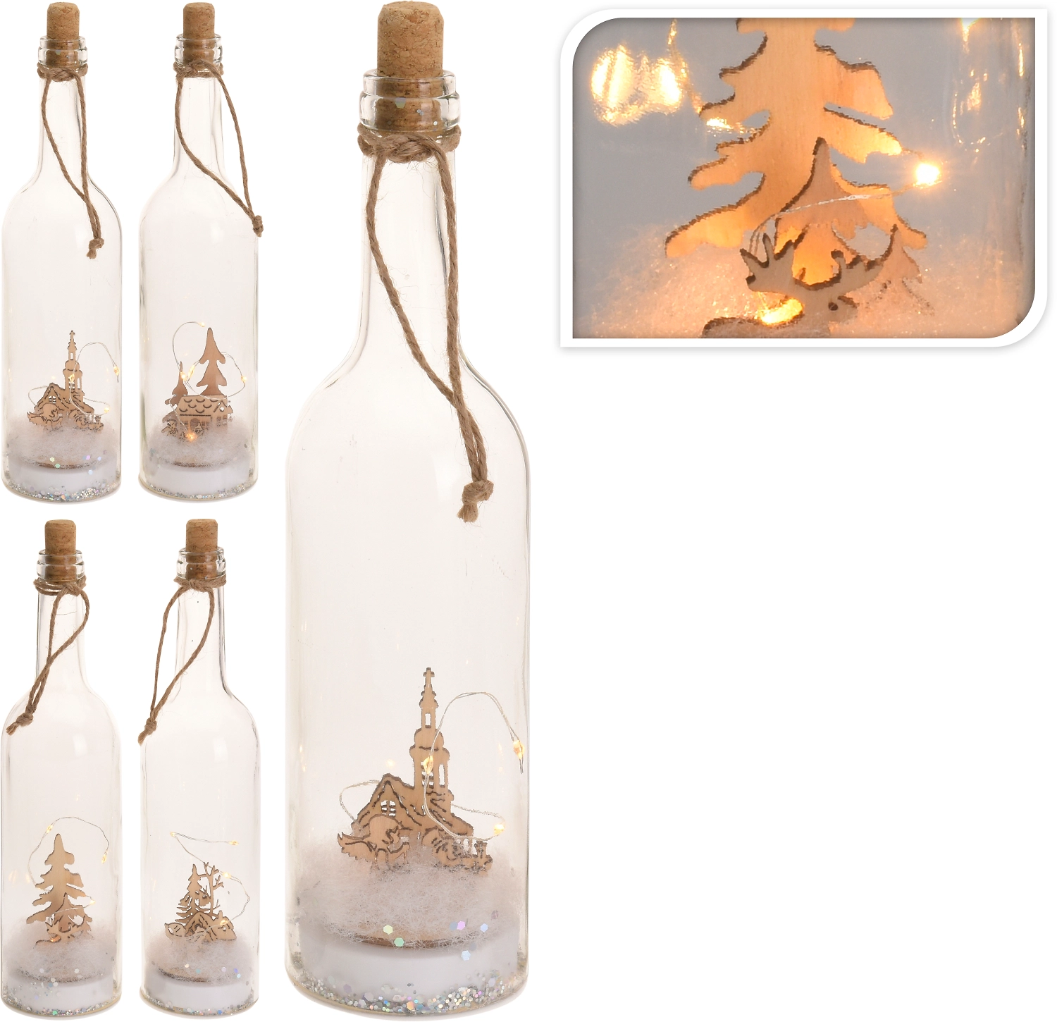 Гирлянда внутренняя Бутылки стекло 30 см AX5302450