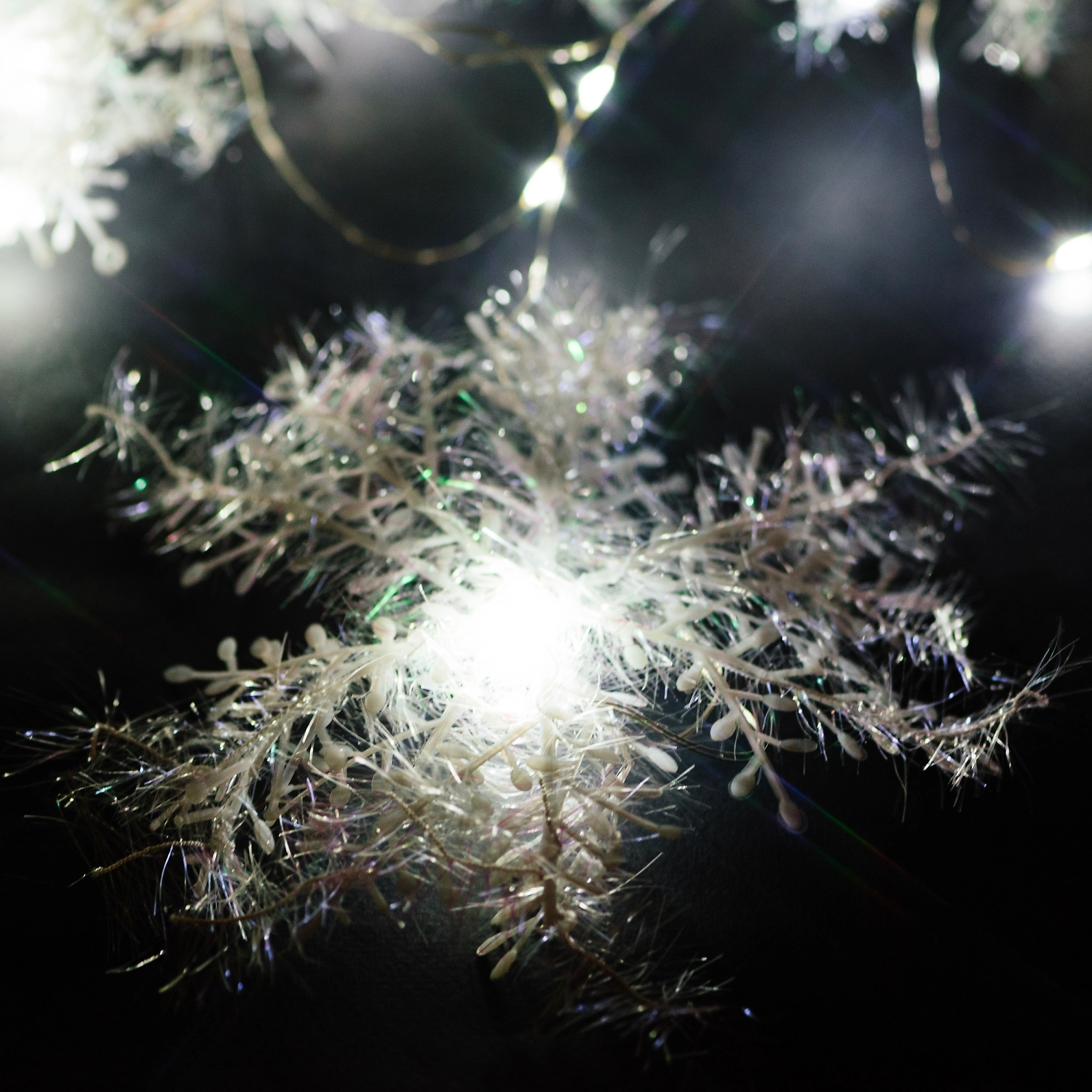 Гирлянда с насадками снежинки LED белая 1,2 м