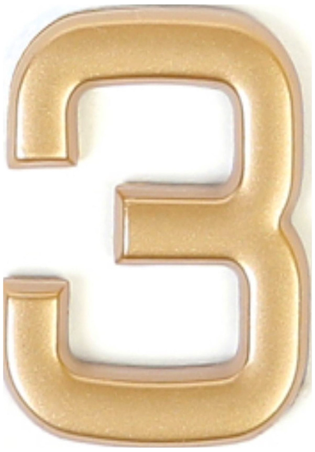 Цифра "3" самоклеящаяся Larvij 40х32 мм пластик золото