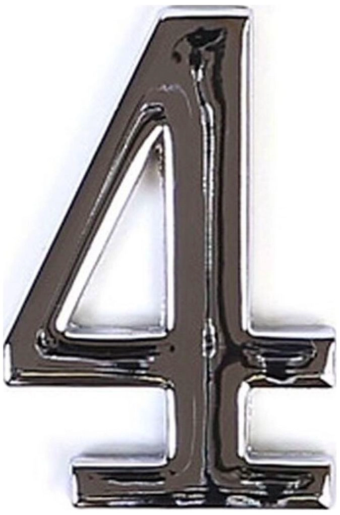 Цифра "4" самоклеящаяся Larvij 45х30 мм цинк хром