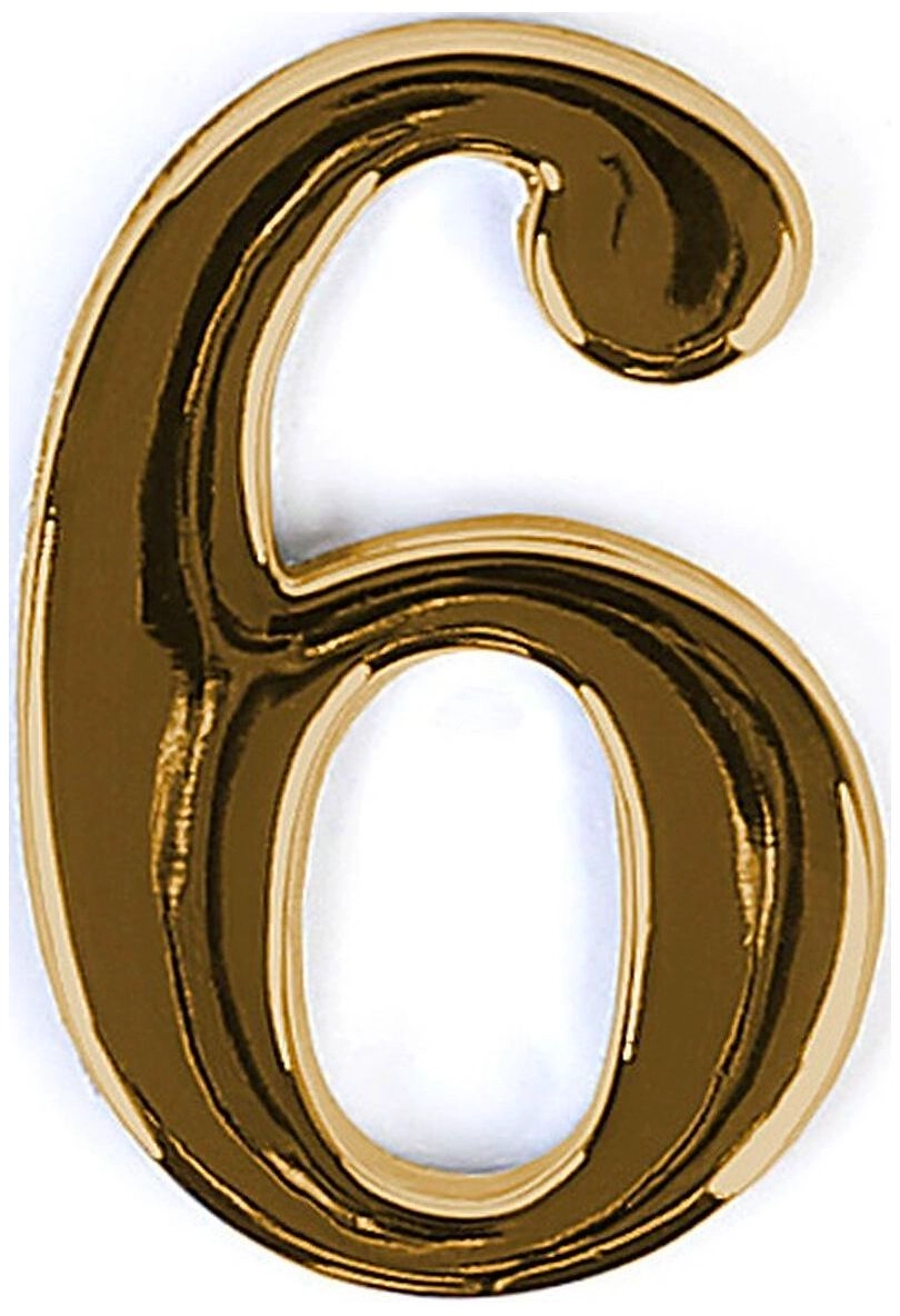 Цифра "6" самоклеящаяся Larvij 45х30 мм цинк злото