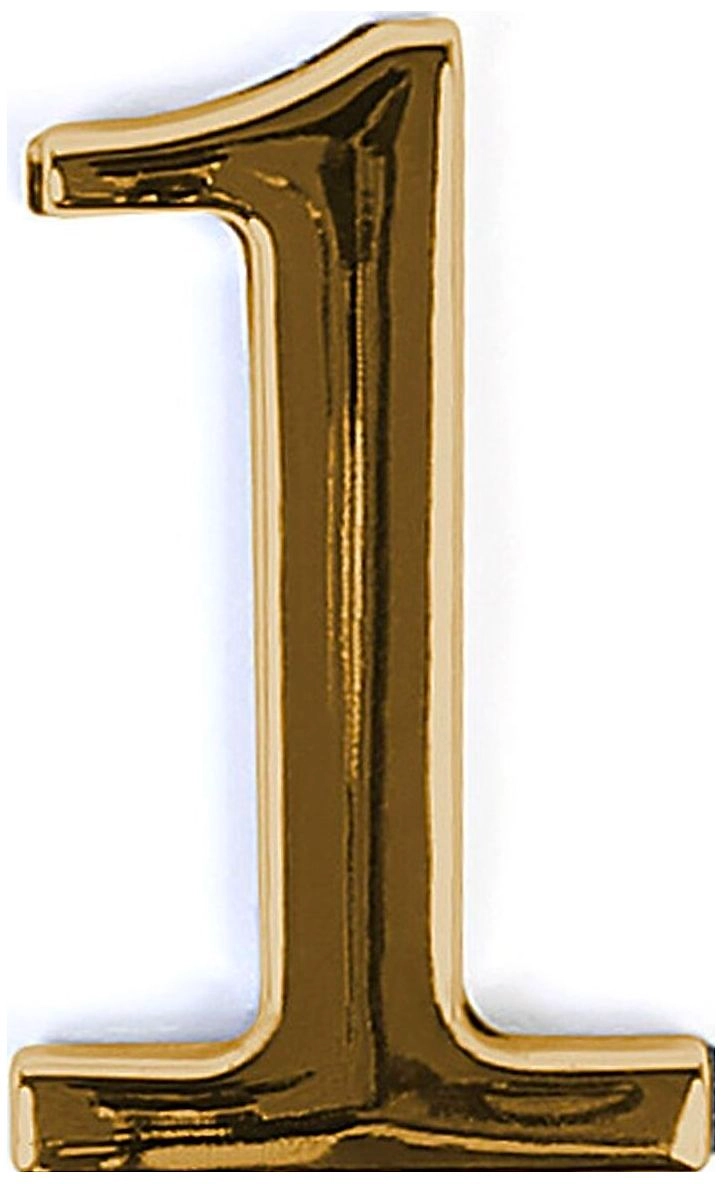 Цифра "1" самоклеящаяся Larvij 45х30 мм цинк золото