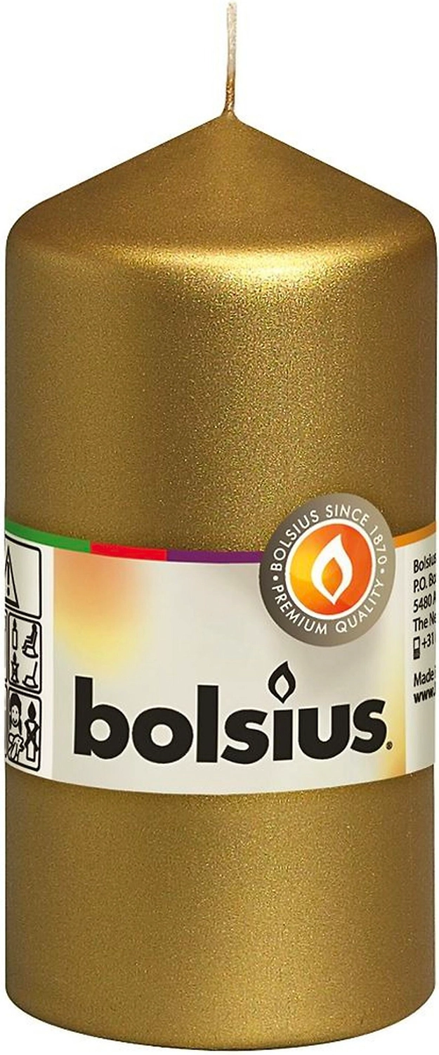 Свеча классическая Bolsius 12х5,8 см золотая