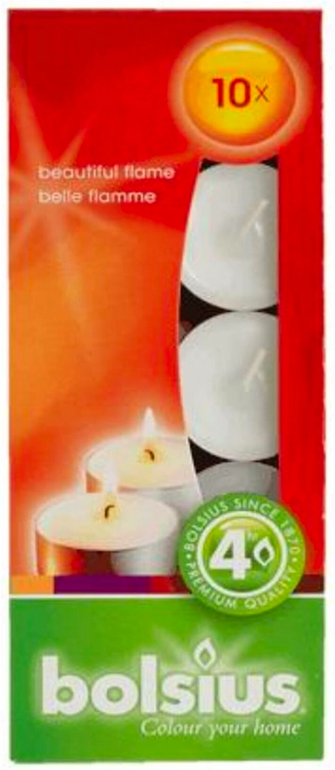 Свеча чайная Bolsius 11х8 см белая 10 штук