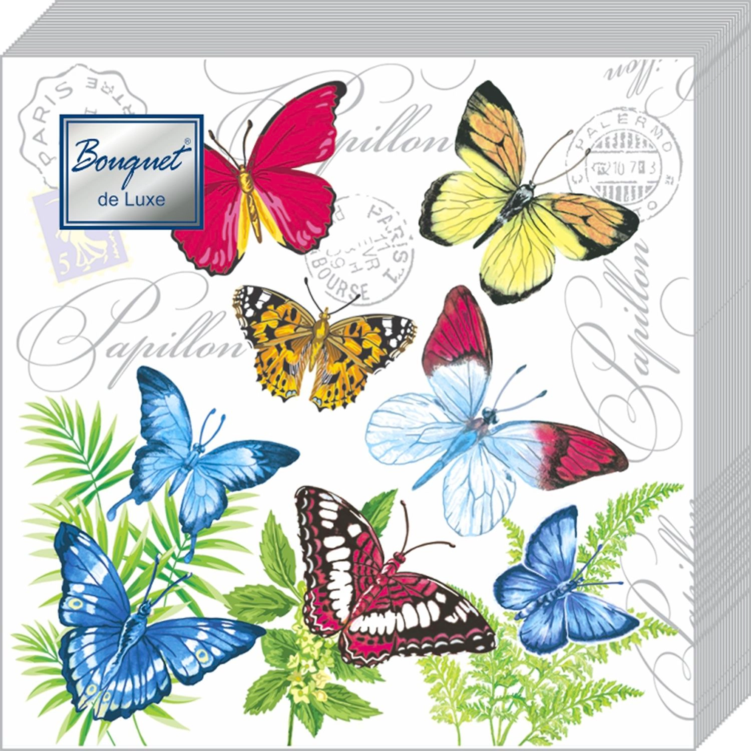 Салфетки Бабочки 3-слойные 24х24см 25 листов