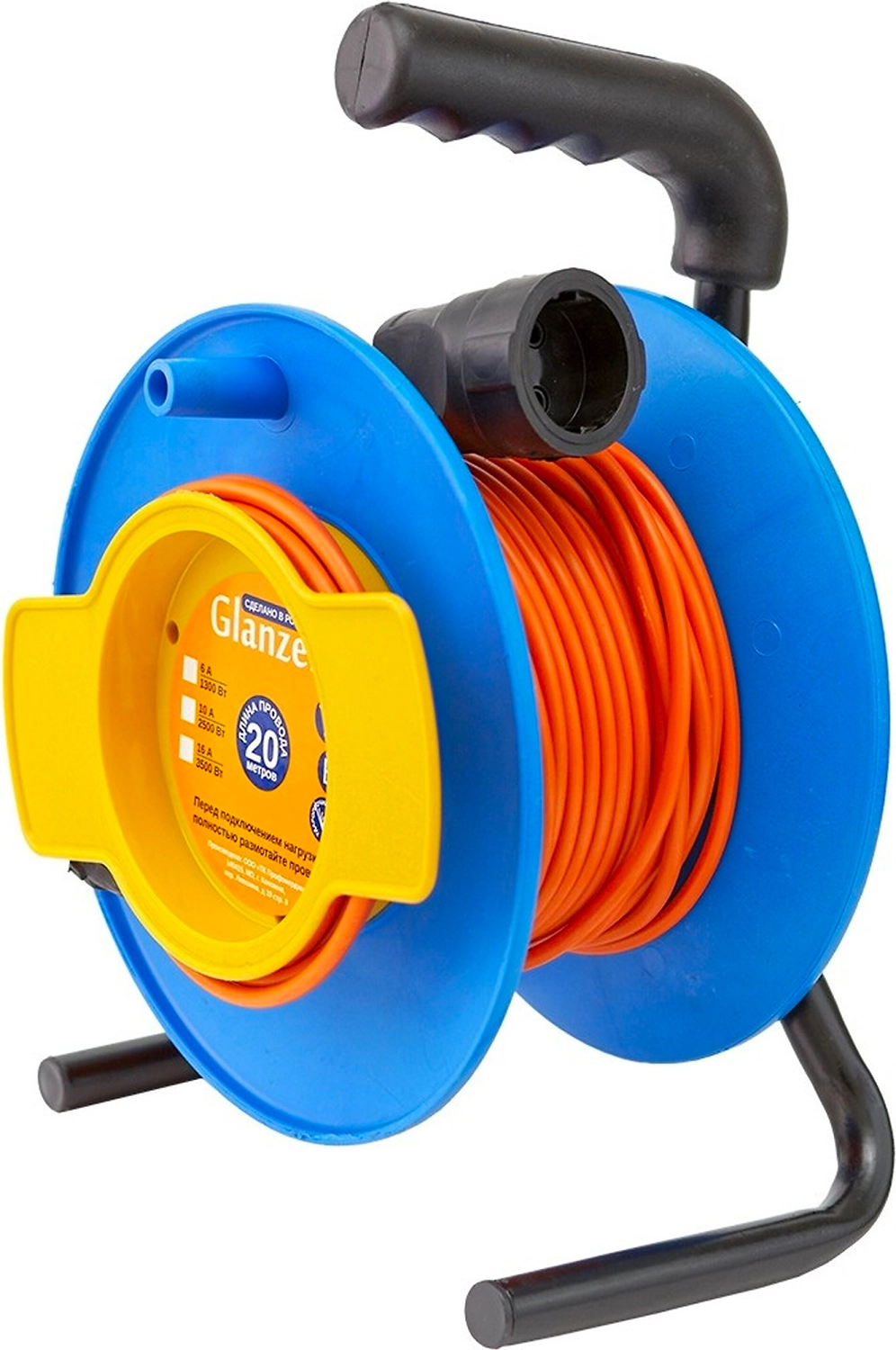 Удлинитель на катушке Glanzen EC-20-001 1 гнездо 2200 Вт 20 м