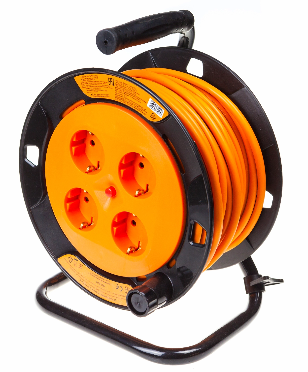 Удлинитель на катушке 4 гнезда 2300 Вт с заземлением 15 м