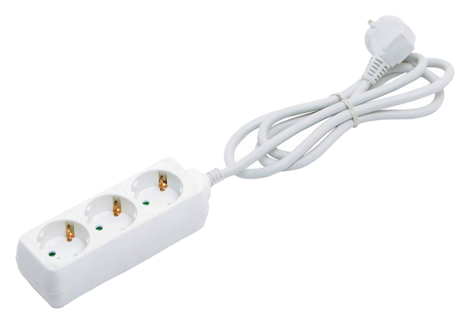 Удлинитель 3 гнезда 3500 Вт с заземлением 1,4 м белый