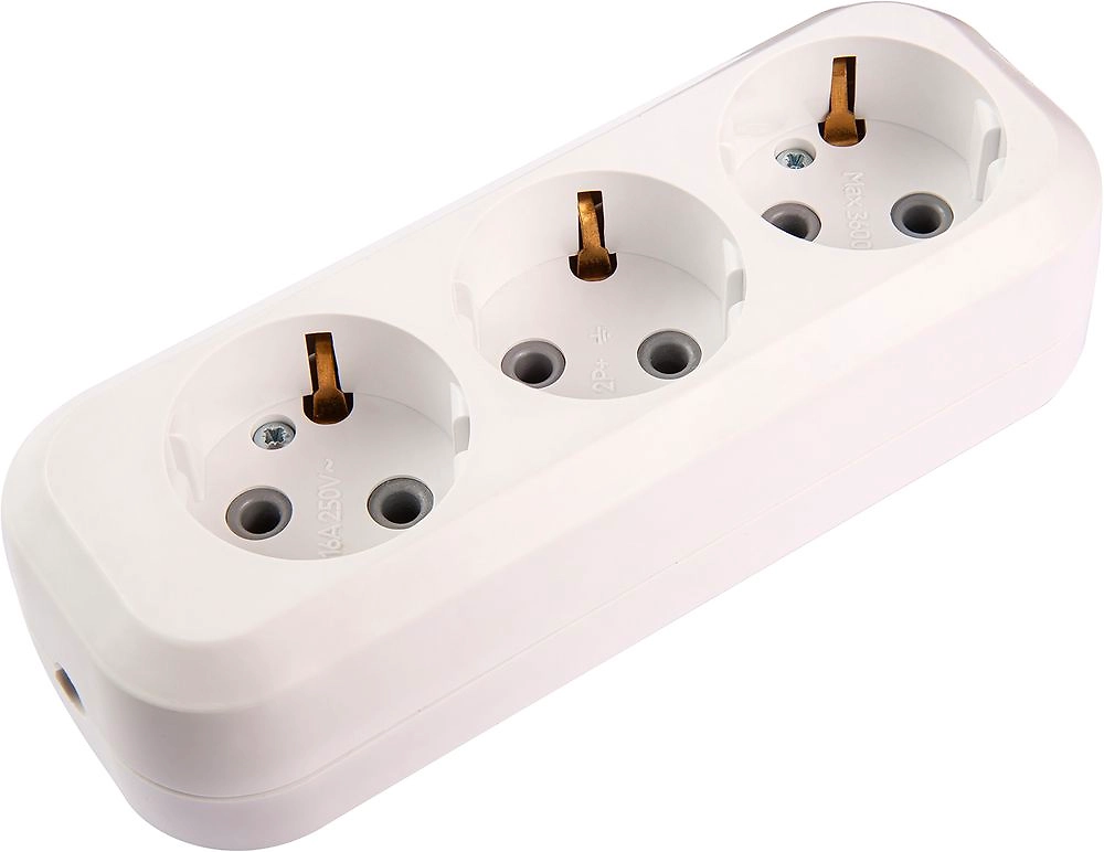 Колодка Duwi 3 гнезда 3600 Вт с заземлением 