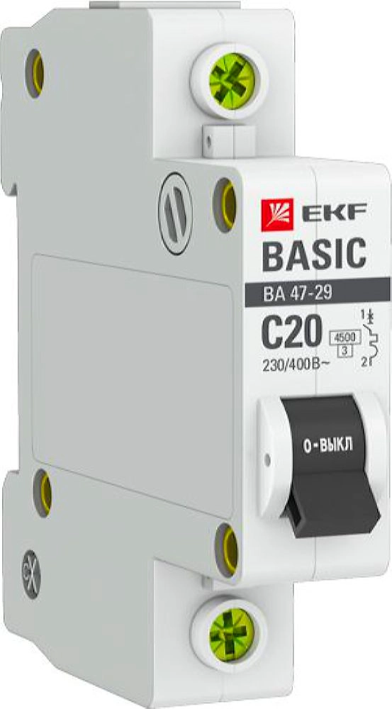 Автоматический выключатель EKF Basic 1P C20 А 4,5 кА