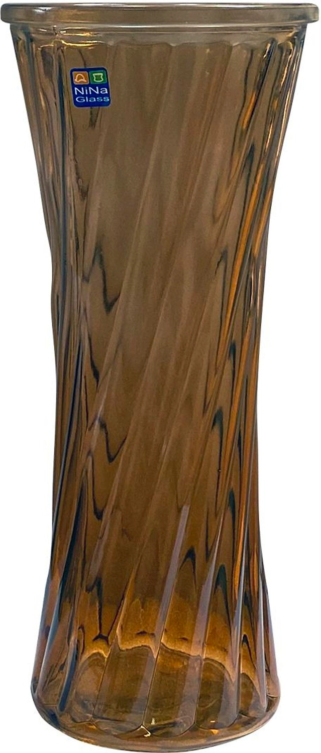 Ваза NiNaGlass Аэлита 3 стеклянная коньяк 10,5x30 см