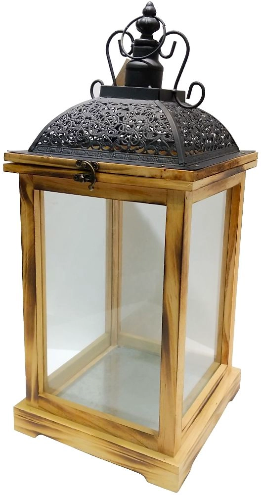 Подсвечник Фонарь металл, дерево коричневый 21х55 см