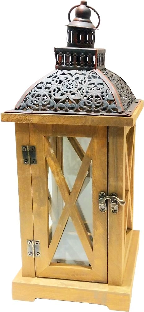 Подсвечник Фонарь металл, дерево коричневый 15х40 см