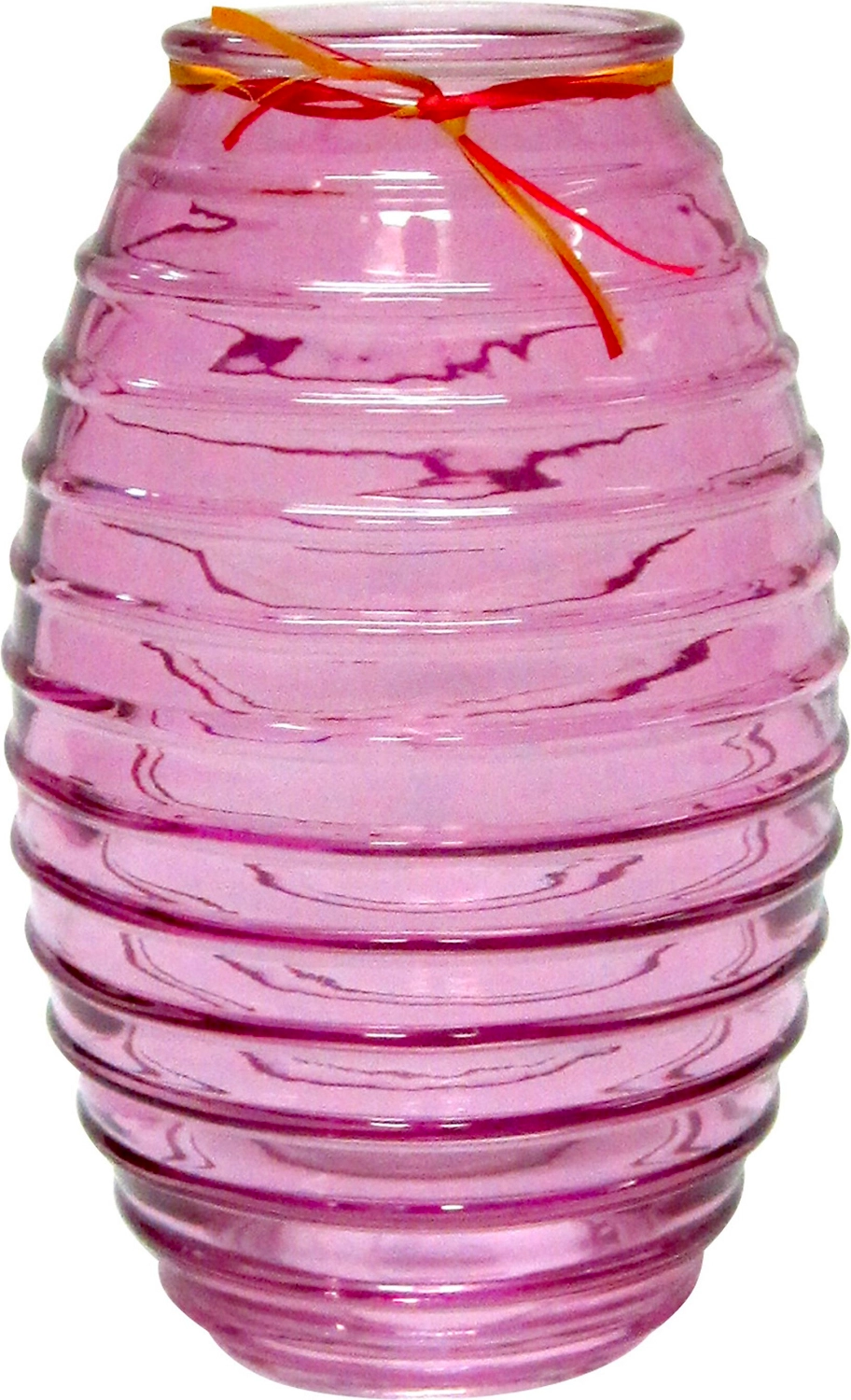 Ваза стеклянная Лайт сиреневая с лентой 7,4х19,5 см