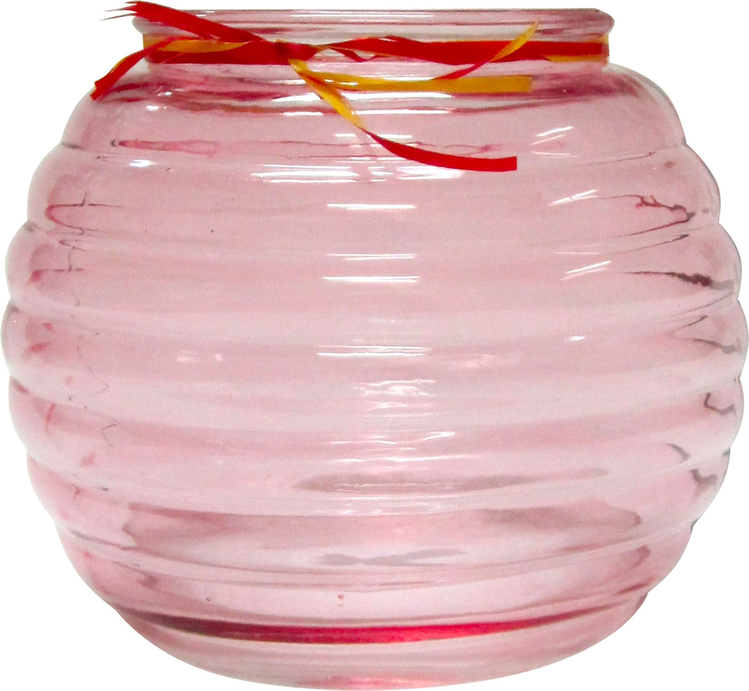 Ваза стеклянная Зара розовая с лентой 10х13,3 см