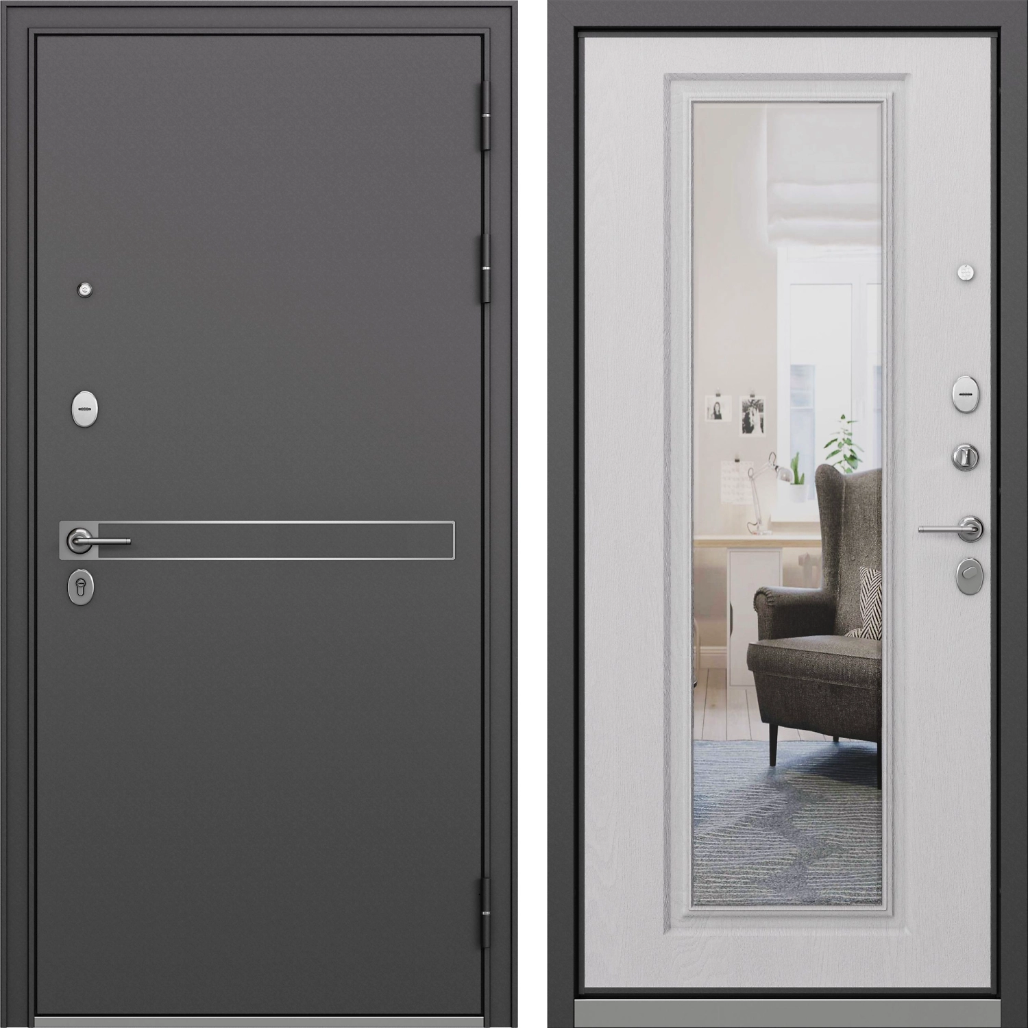 Входная дверь Ясмин зеркало левая 205x86 см