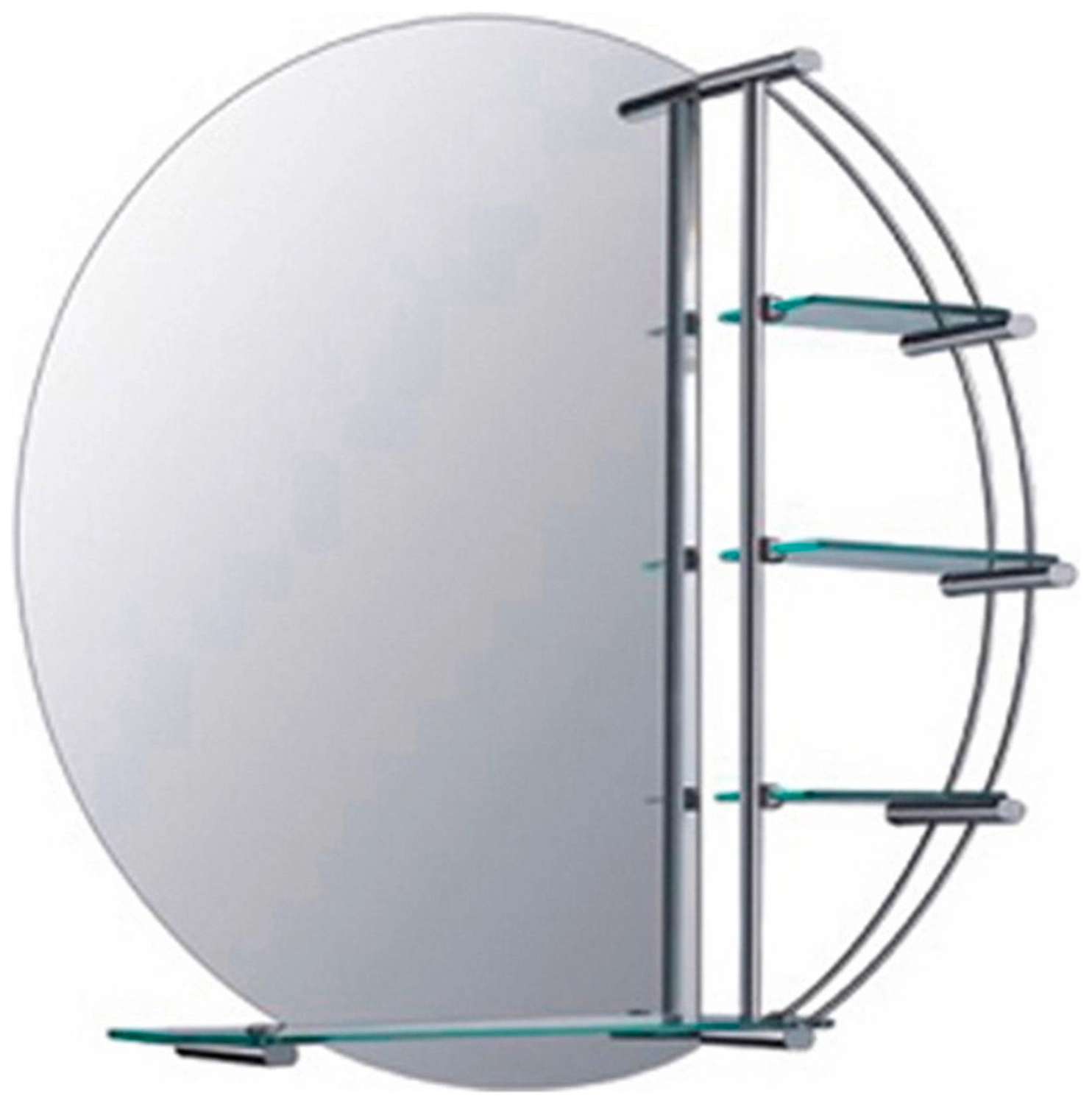 Зеркало для ванной 77х77 см с полками белое