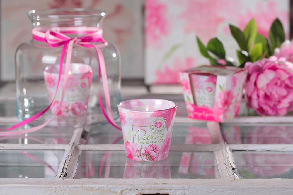 Свеча ароматизир BARTEK пион 9х9х7 см