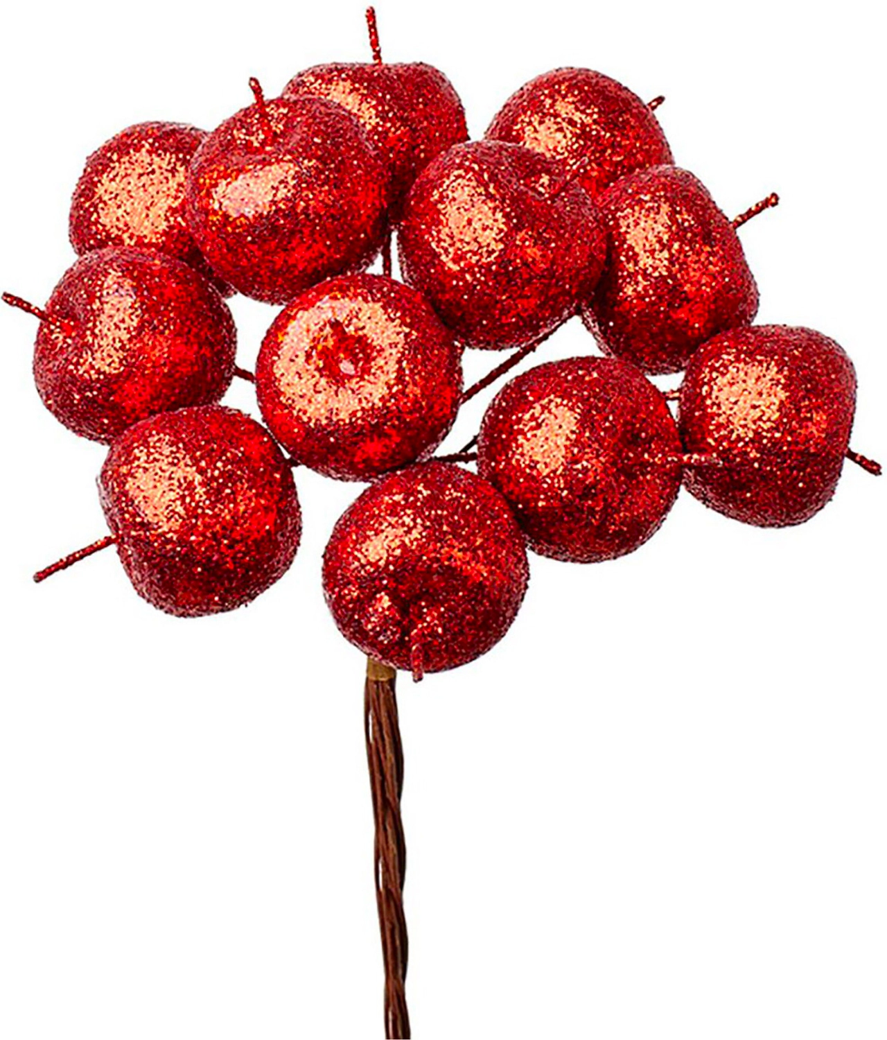 Набор яблок с глиттером на вставках красный 10,5х10 см 12 шт