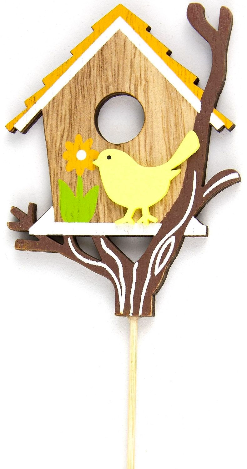 Топпер для декора скворечник желтый 8х20 см